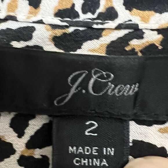 J. Crew Leopard Print Button-Up Casual Silk Shirt Size 2 - Picture 10 of 12